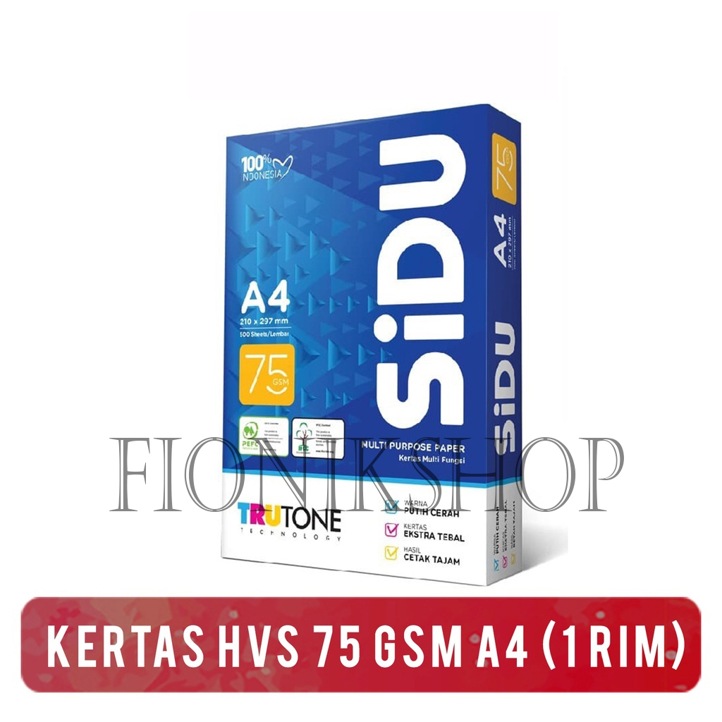 

Kertas HVS A4 75 GSM SIDU (putih isi 500 lembar)