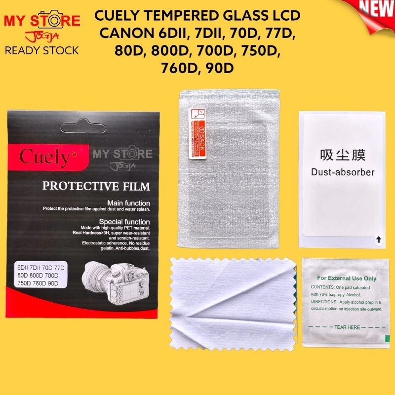 Cuely Tempered Glass 9H Layar LCD Camera Canon EOS 6DII 7DII 70D 80D 90D 77D 800D 700D 750D 760D 6D2 7DII 7D2 6DII 6D 7D mark 2 II anti gores screen protector