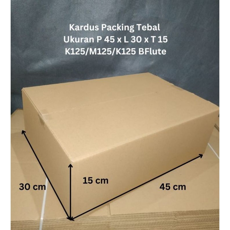 

Kardus Packing Tebal P45 cm x L30 cm x T15 cm BFlute K125/M125/K125