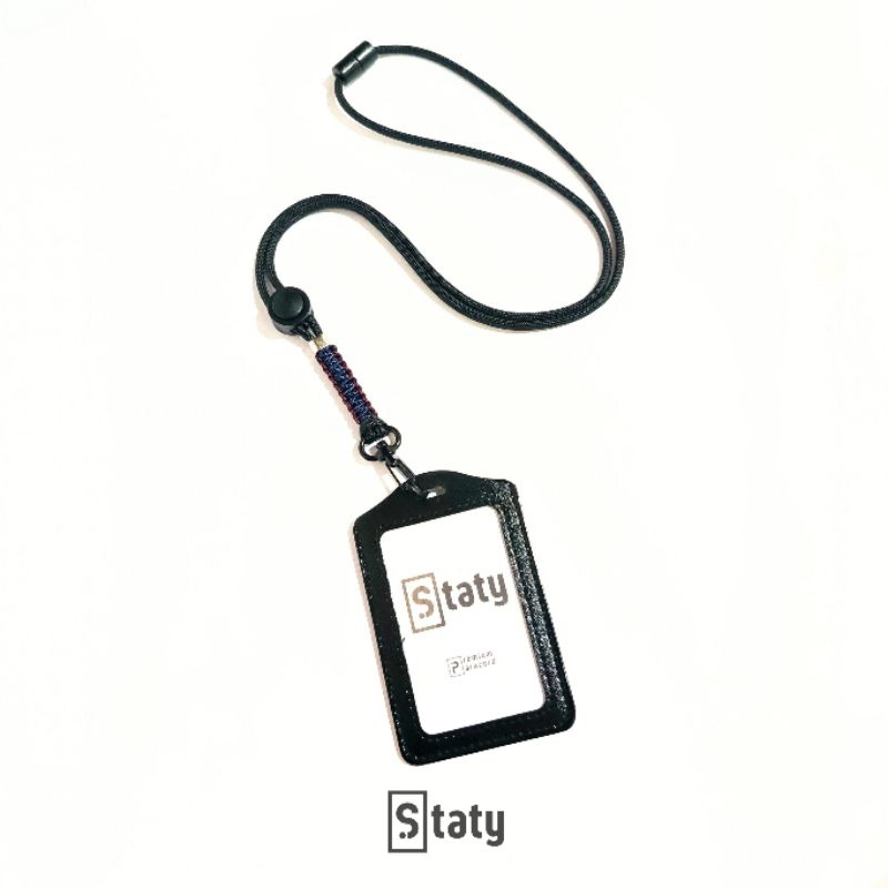 

Staty ID Card Holder Name Tag Kulit Free Custom Logo