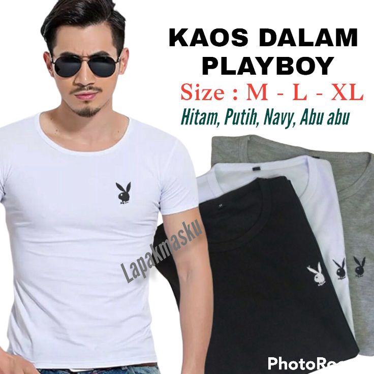 PHQC6040 (V44859) Kaos Playboy Baju Kaos Dalam Polos Pria Play Boy / Kaos Dalam Pria Baju singlet Pr