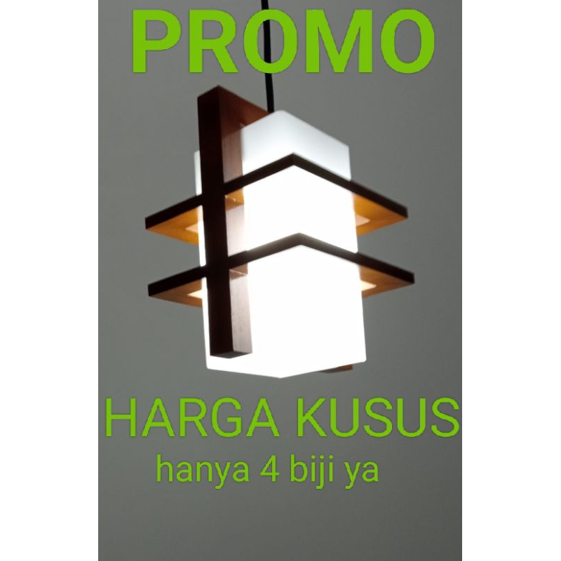 Kap lampu gantung minimalis lampu hiyas kayu
