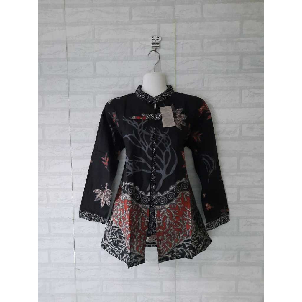 Seragam Batik Wanita Blouse Batik Wanita Bahan Katun Tipis Lengan Pendek untuk Seragam Kerja dan Aca
