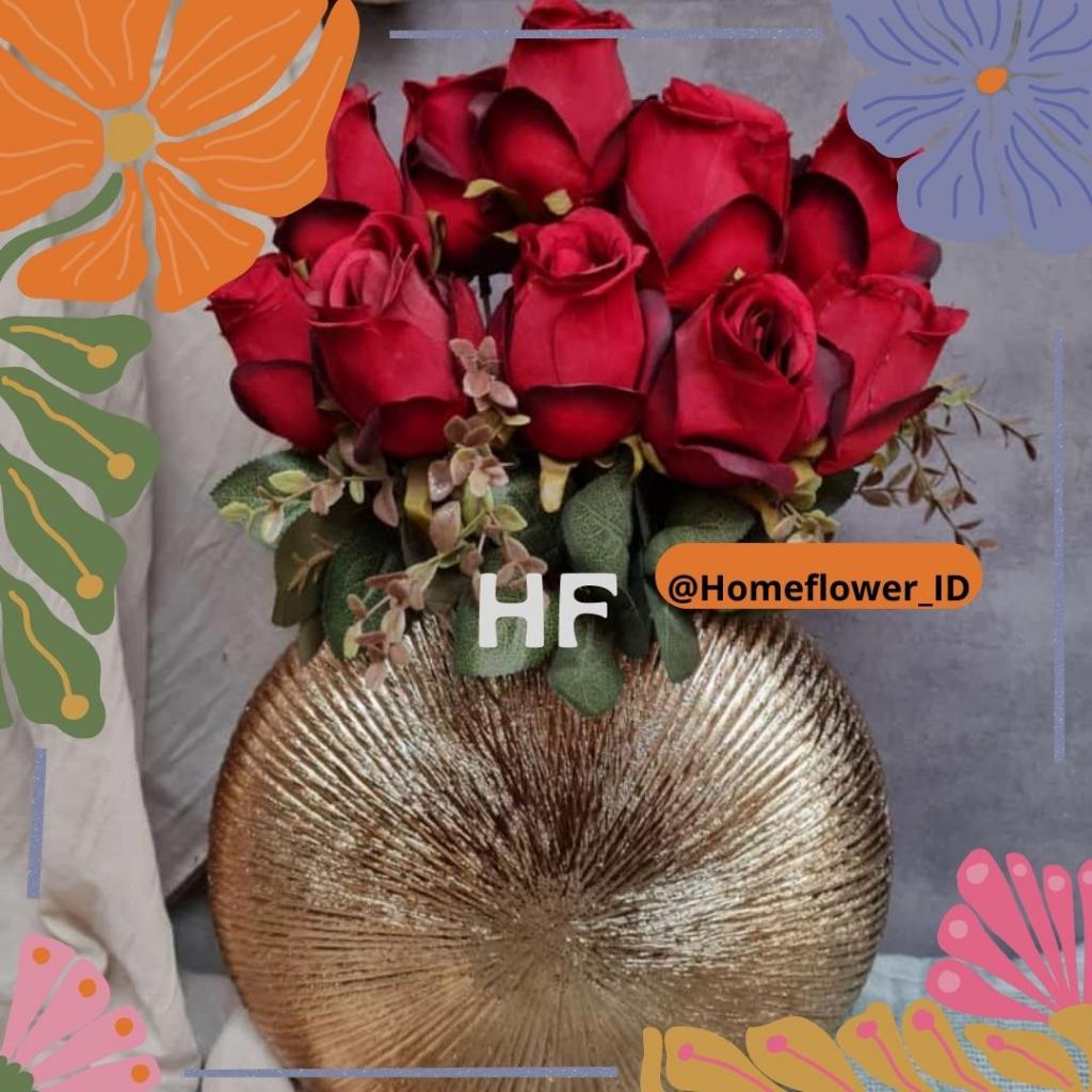 Pot GOLD dan MAWAR PLASTIK KEKINIAN