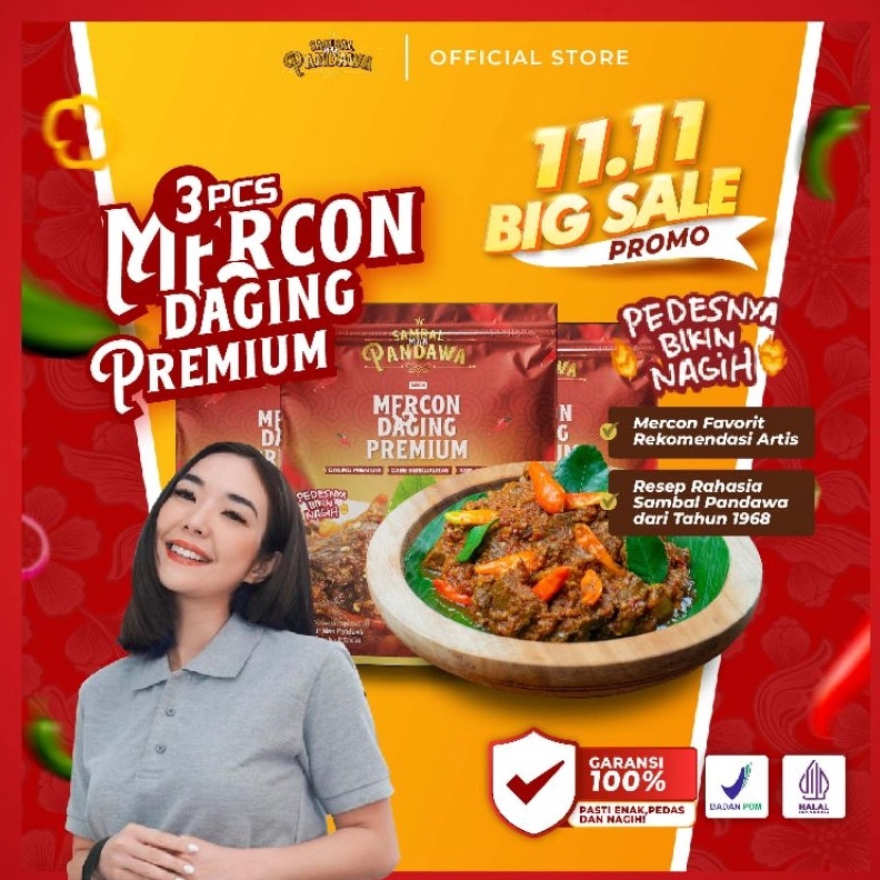 

TERLARIS BRANDS FESTIVAL Sambal Mak Pandawa - 3 Pack Mercon Daging Premium @100gr grosir