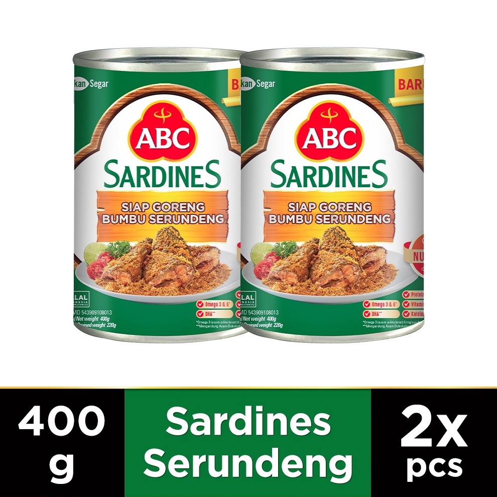 

✨TERBARU✨ ABC Sarden Siap Goreng Bumbu Serundeng 400 g - Twin Pack gas !!