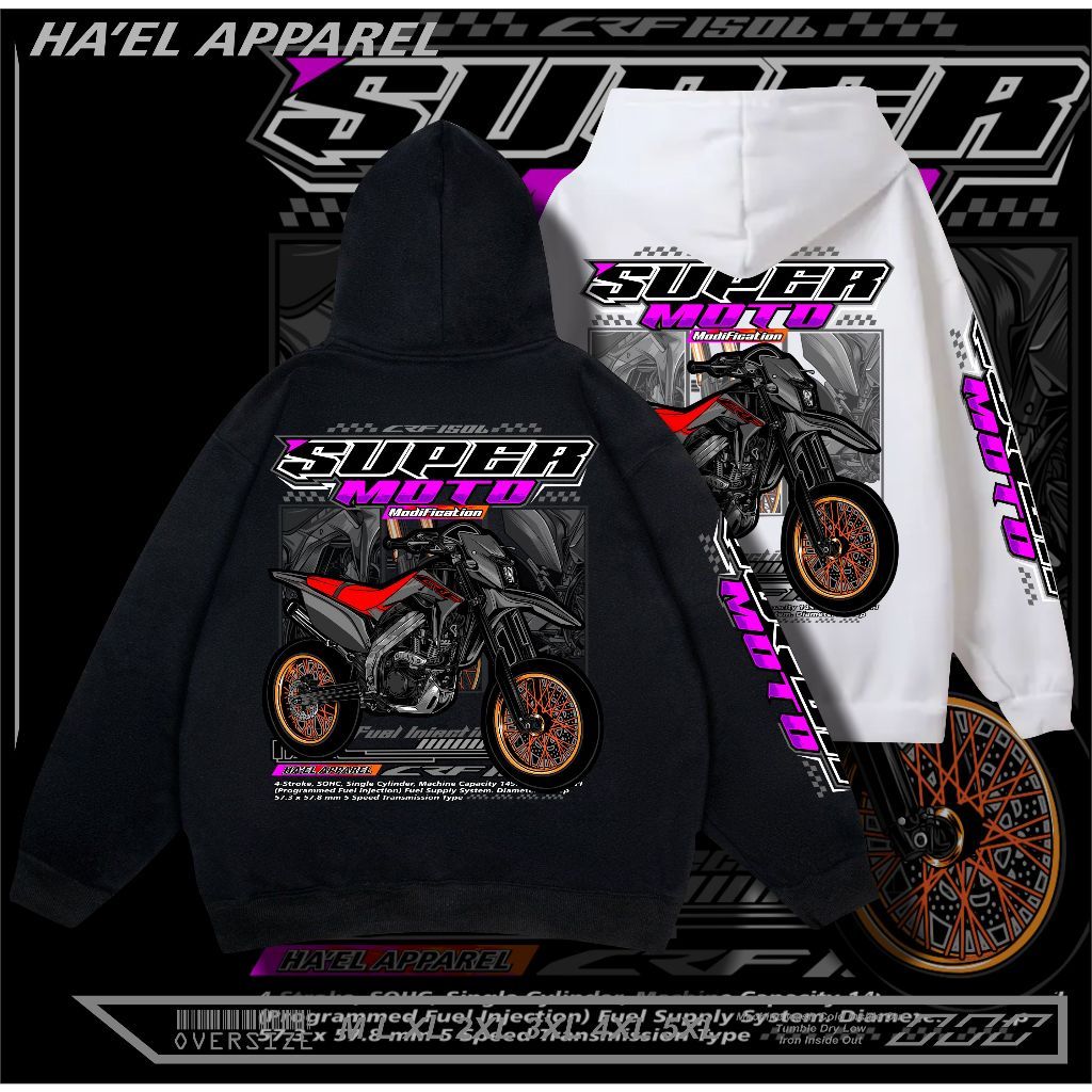 JAKET " SUPERMOTO " HOODIE CRF 150L " SEWEATSHIRT SUPERMOTO | HOODIE RACING | HOODIE DISTRO 6XL | HO