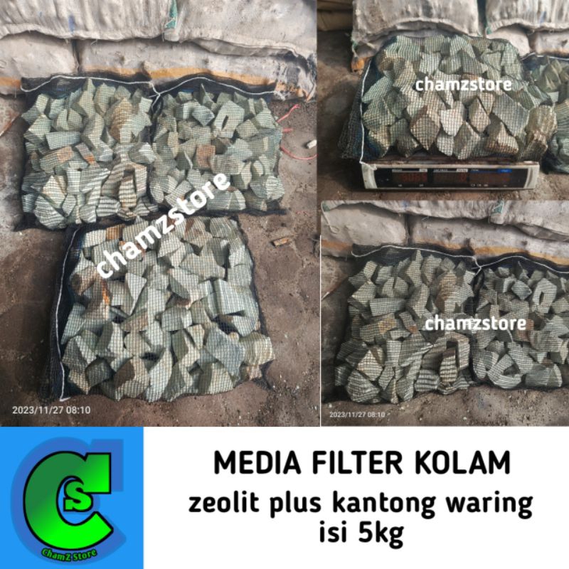 5kg zeolit media filter + kantong waring siap pakai / zeolit media filter kolam koi / zeolit filter 
