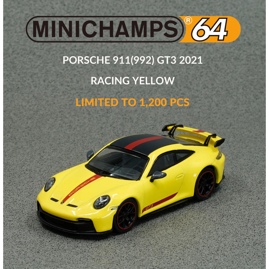 643061006-Minichamps 1/64 Porsche 911 (992) GT3 Racing Yellow