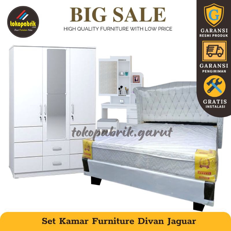 Set Kamar Furniture 4 Barang Divan Jaguar Springbed Lemari Meja Rias Paket Seserahan Nikahan Termura