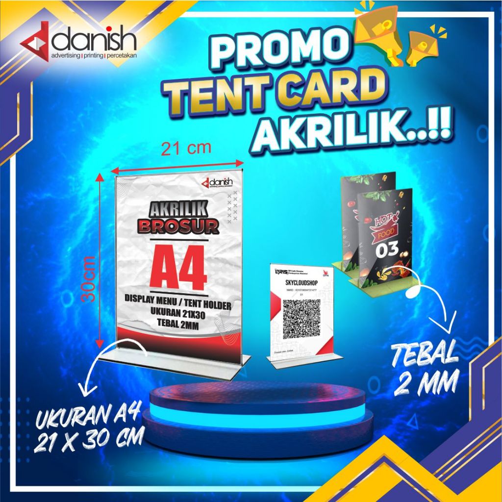 

TEMPAT BROSUR STAND / TENT HOLDER / TENT CARD AKRILIK 2MM UKURAN A4 PORTRAIT