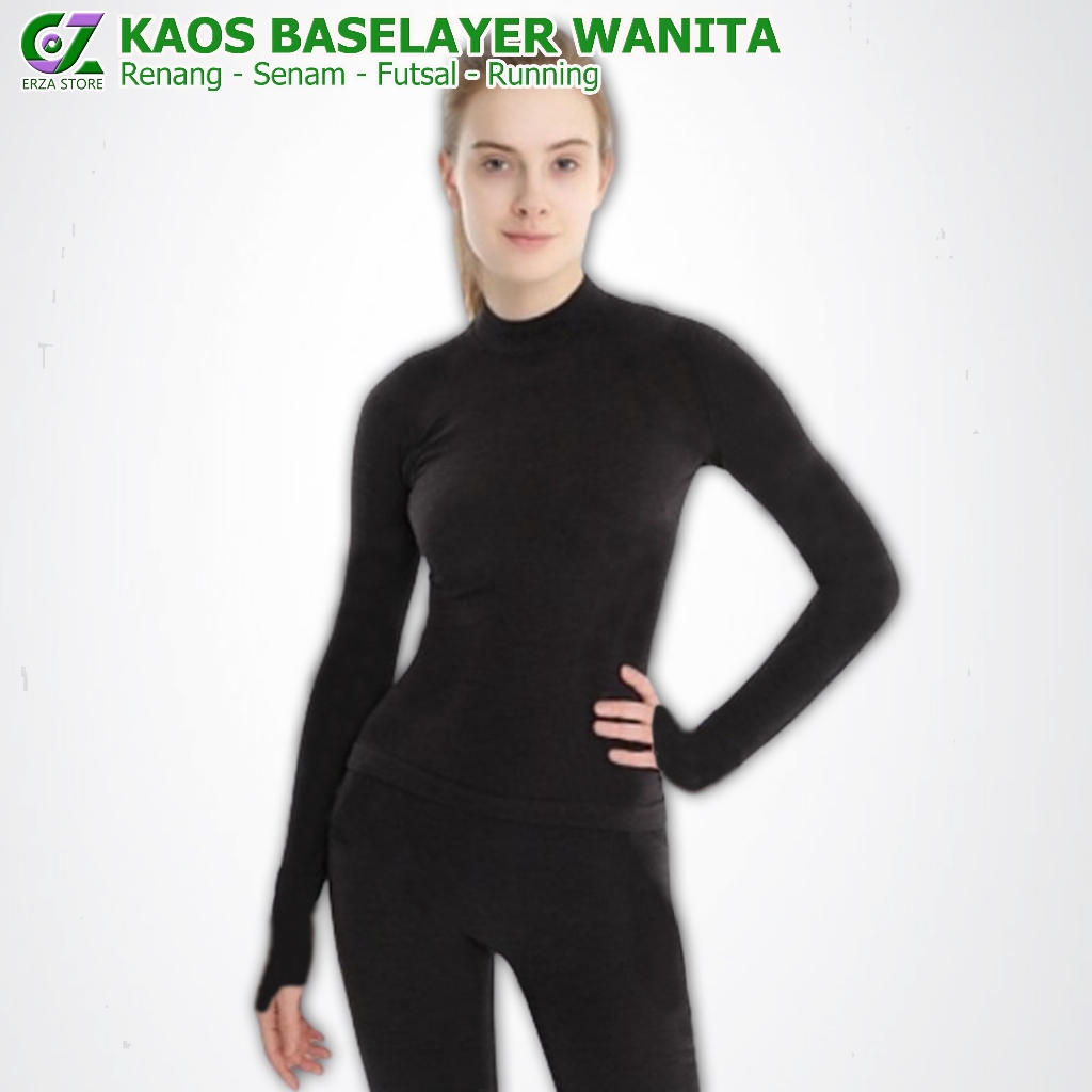 Baju Kaos Baselayer Manset Olahraga Renang Wanita Pria Lengan Panjang Futsal Senam