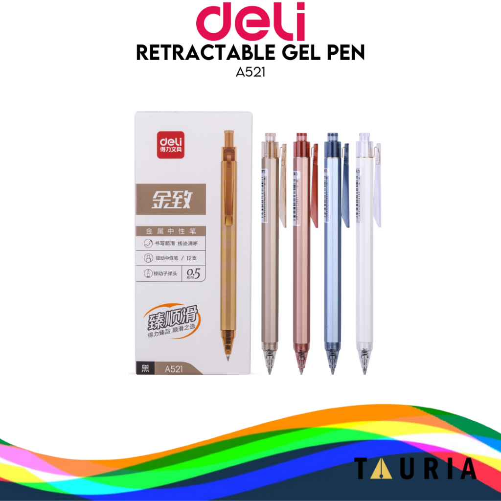 

Pulpen Gel Deli 0.5mm Retractable Bahan Logam – A521
