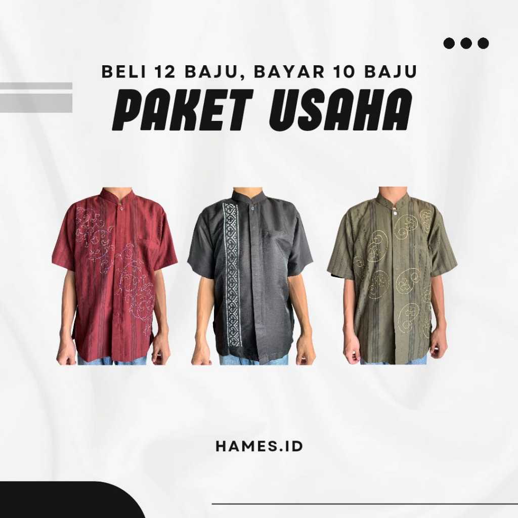 PAKET USAHA - 1 LUSIN BAJU KOKO DEWASA KATUN MEREK ALHUSNA PROMO CUCI GUDANG