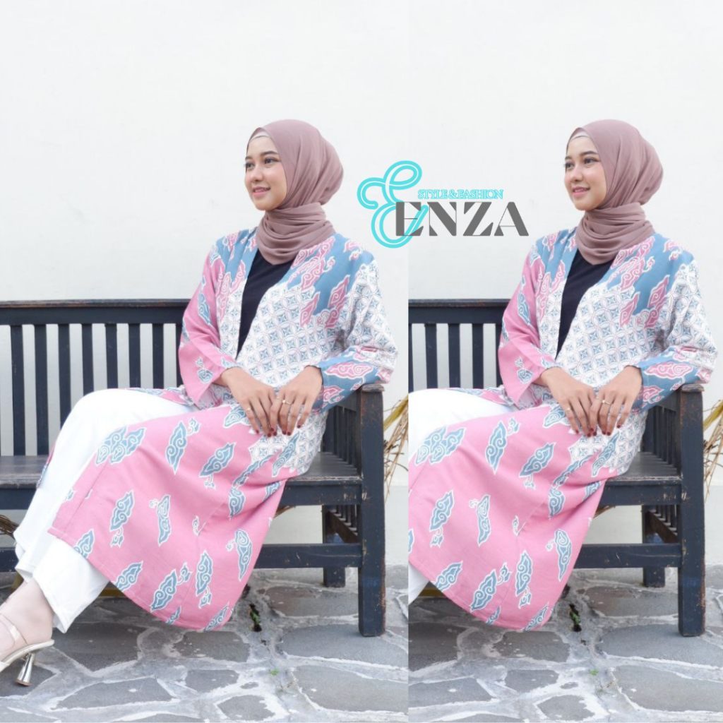 Zyla Outerwear Long cardigan Wanita Katun Premium Lengan panjang Musim Panas Cardigan Panjang Muslim