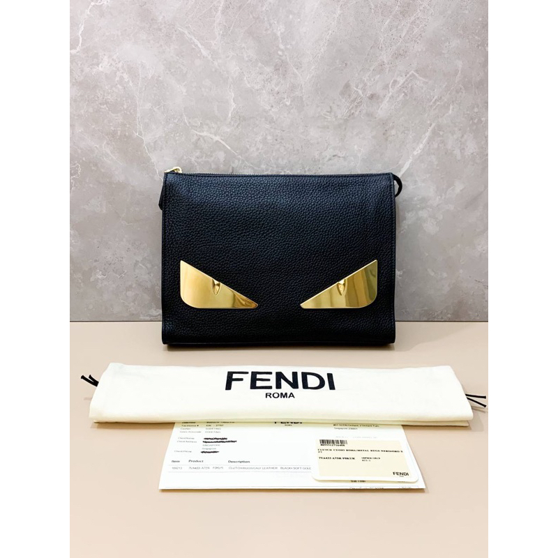 Fendi Monster Clutch / Pouch Black Ghw 2019