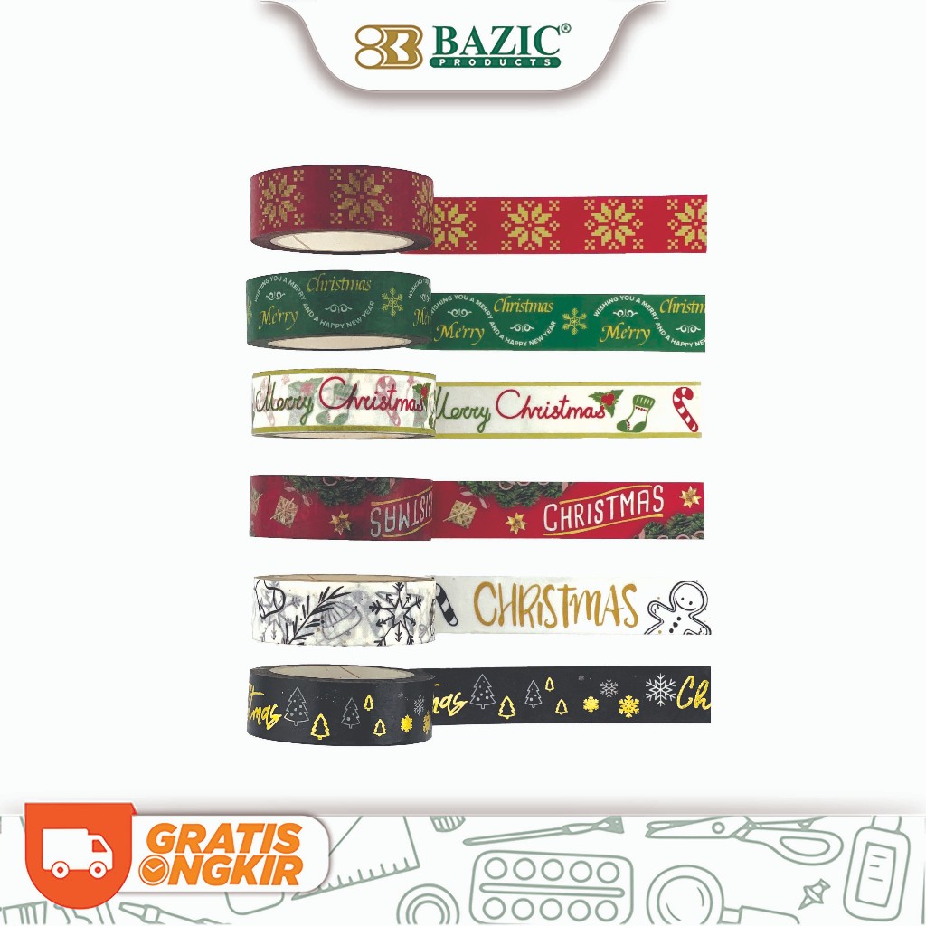 

Bazic Washi Tape Christmas (6/Pack) - Selotip Kertas Edisi Natal / Christmas