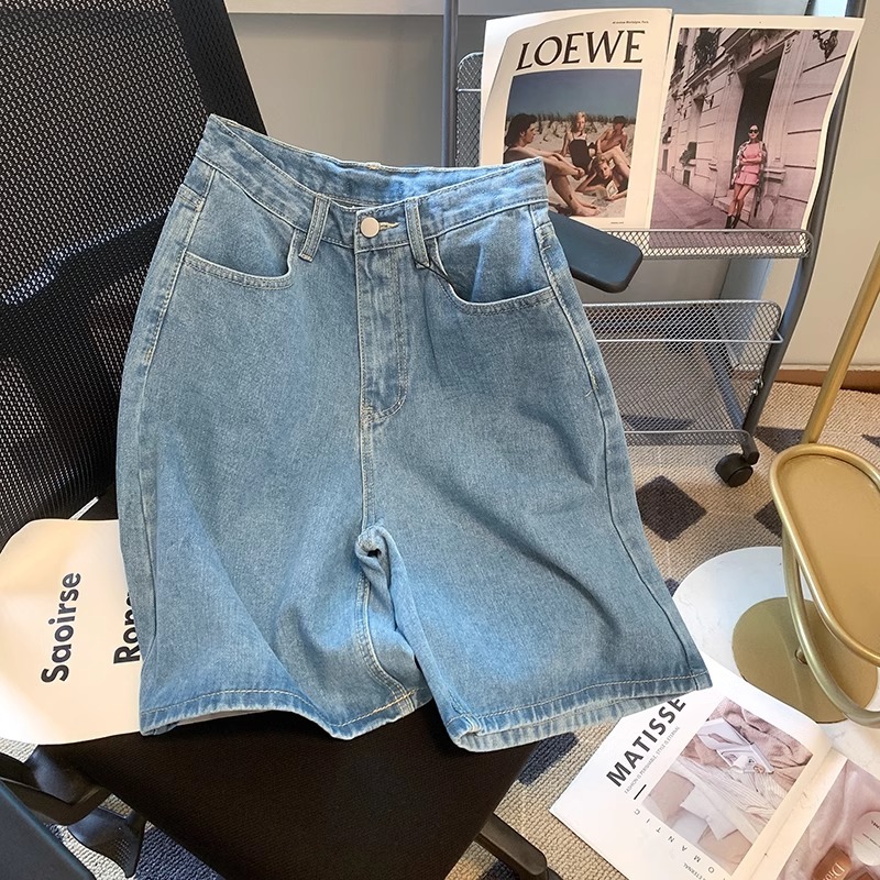 Korea Biru Muda Celana Pendek Jeans Wanita / Highwaist Celana Pendek Jeans