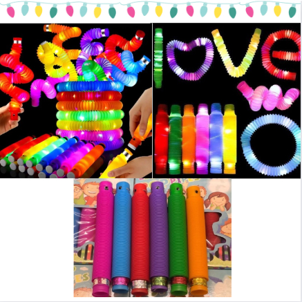 light up pop tubes pop pipes lampu stick pipa selang fidget toys