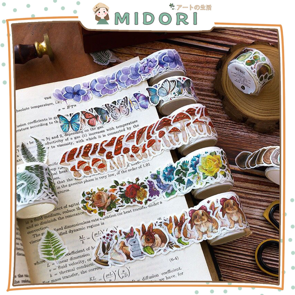

[MIDORI] 1Rolls STICKER CUTE ANIMAL VINTAGE Plant Flower Deco BUJO Planner Scrapbook DIY - A0053