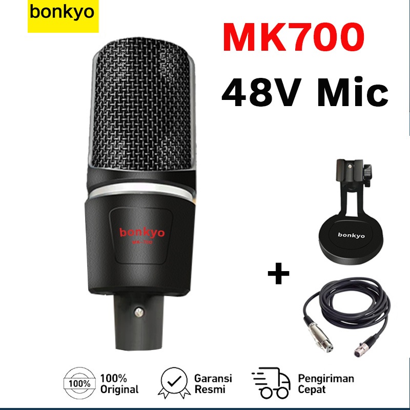 Bonkyo MK700 48V Microphone Dual Big Head XLR Head Professional Recording Microphone Kit Kombinasi mikrofon siaran langsung peralatan periferal siaran langsung