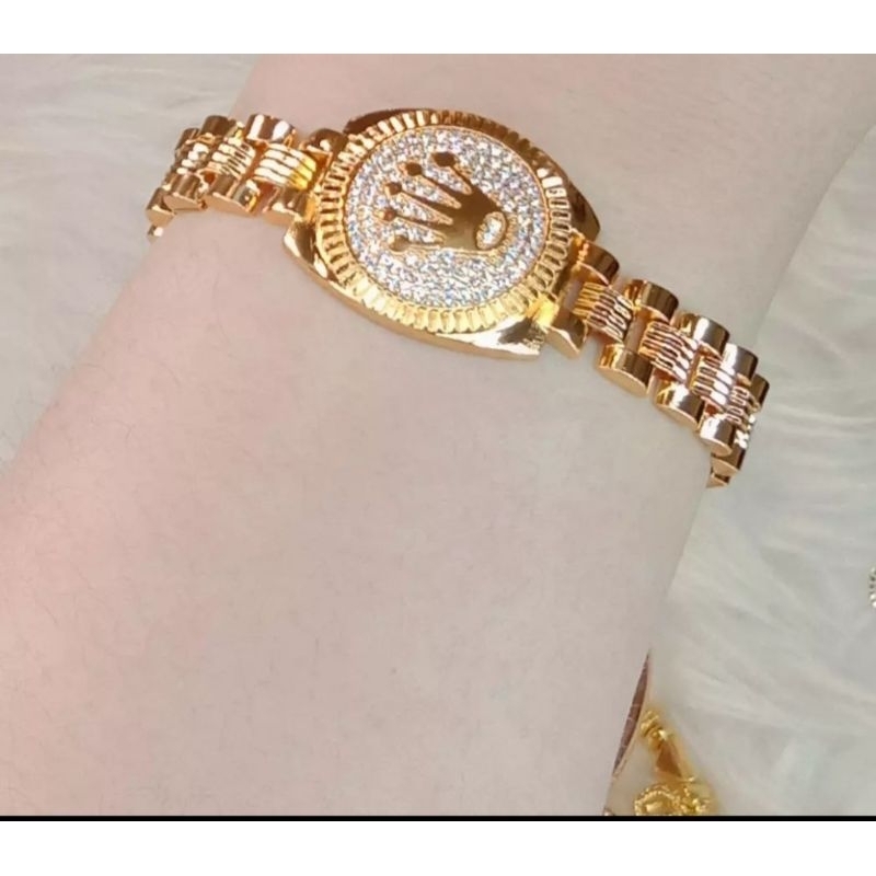 Gelang tangan jam tangan anti karat berlapis emas