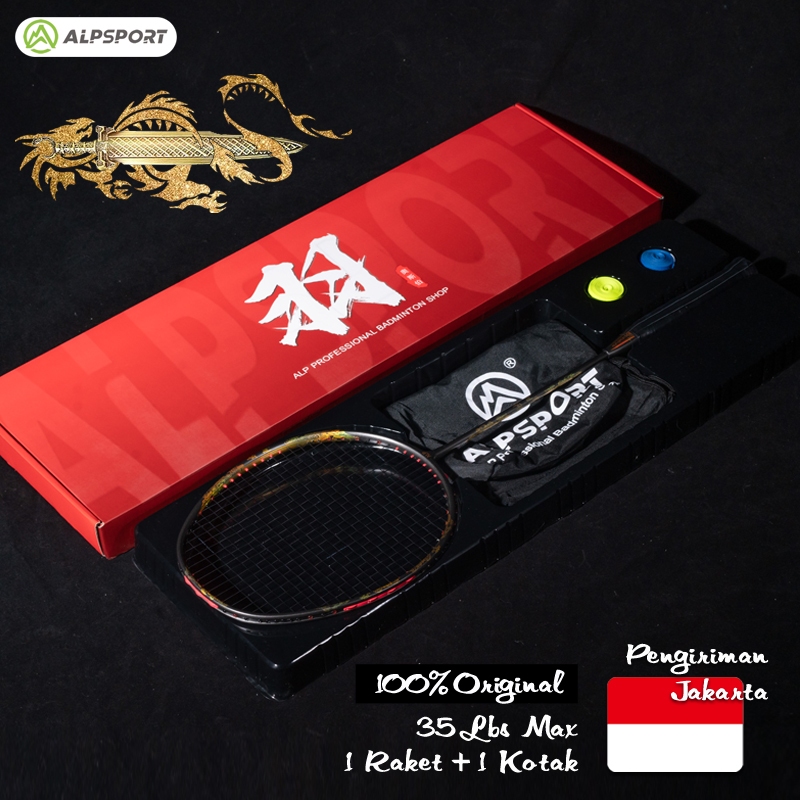 ALPSPORT TAJ Pola Naga Emas Max 35LBS 4U G5 Raket BuluTangkis 100% Asli Asli 800T Serat Karbon Penuh