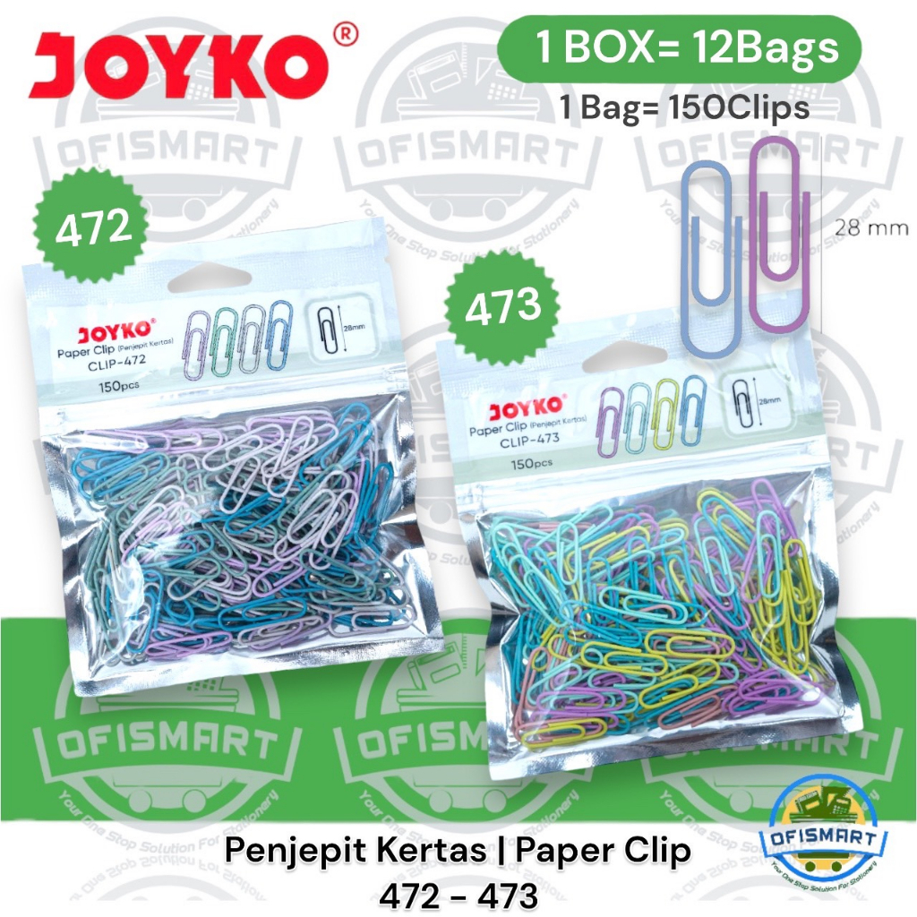 

Joyko Penjepit Kertas Paper Clip 472-473 | @1Bag=150Clips