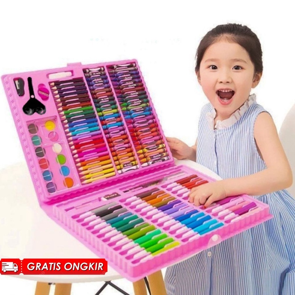 

12.12 FLASH SALE Crayon Anak Pengasah 150pcs Set Alat Menggambar Melukis Anak-anak Crayon Cat Air Pensil grosir