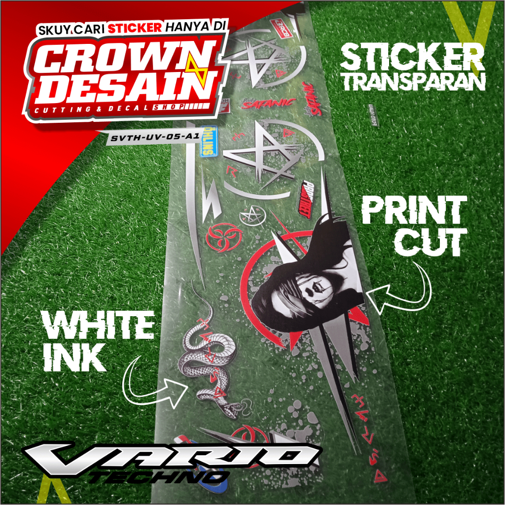 Striping Transparan Vario Techno 110 Desain Lady Satanic - Stiker Striping Vario Techno 110 Custom D