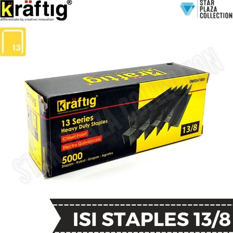 

Isi Staples Manual / Staples Tembak Guntacker Merek KRAFTIG Uk. 13/8mm (8mm) Original - untuk Pengerjaan Jok Motor, Jok Mobil, Sofa, Funiture, Kayu ↕Buruan Beli