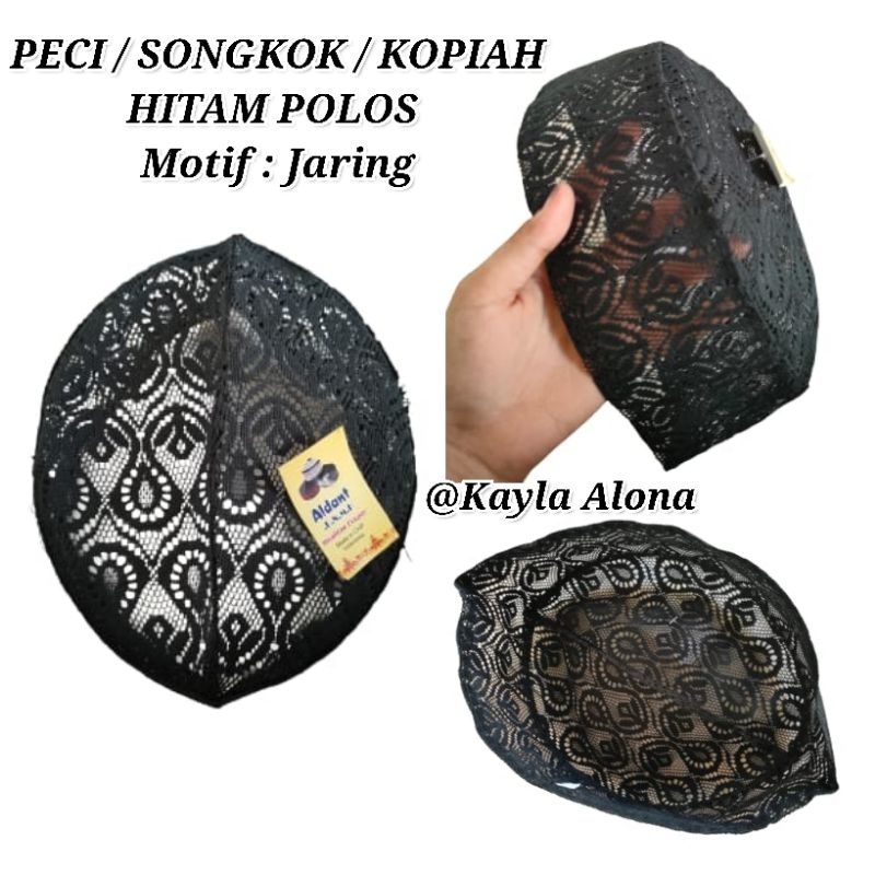PECI / KOPIAH / SONGKOK JARING HITAM POLOS