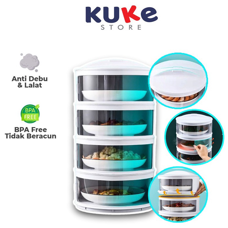 Tudung Saji Tebal /Tudung Saji 4 Susun & 5 Susun / Rak Makanan Susun / Penutup Makanan Susun ➻Terkin