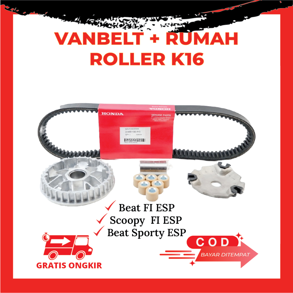 Vanbelt Rumah Roller Set V-Belt Beat Esp Vario 110 Led ESP Scoopy Fi Esp 2015 2016 2017 K16 Original