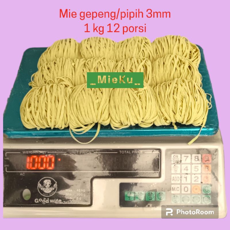 

1kg/12 porsi/MieGepeng/Pipih3mm/cocokuntuk MiePangsit/MieAyam/MieGoreng