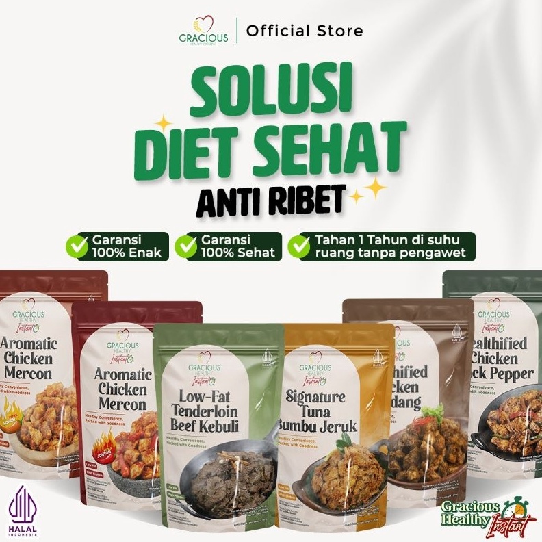 

️✔️✔️ GRACIOUS HEALTHY INSTANT [Makanan Siap Saji , Tanpa Bahan Pengawet, Tahan Hingga 6 Bulan, Praktis Untuk di Konsumsi] grosir