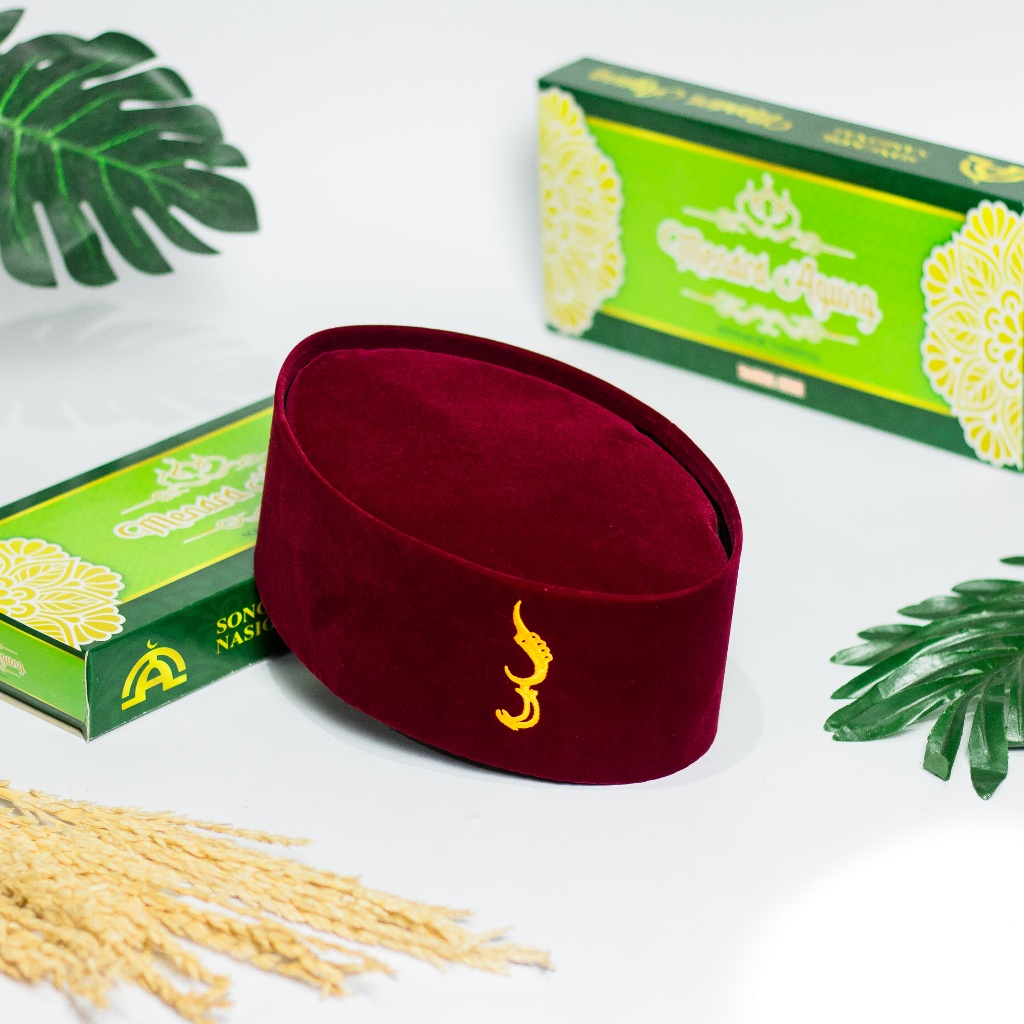 Kopeah Songkok Peci Kujang Merah Kopiah Motif Logo Kujang Merah Maroon Bordir Komputer Anak Dewasa