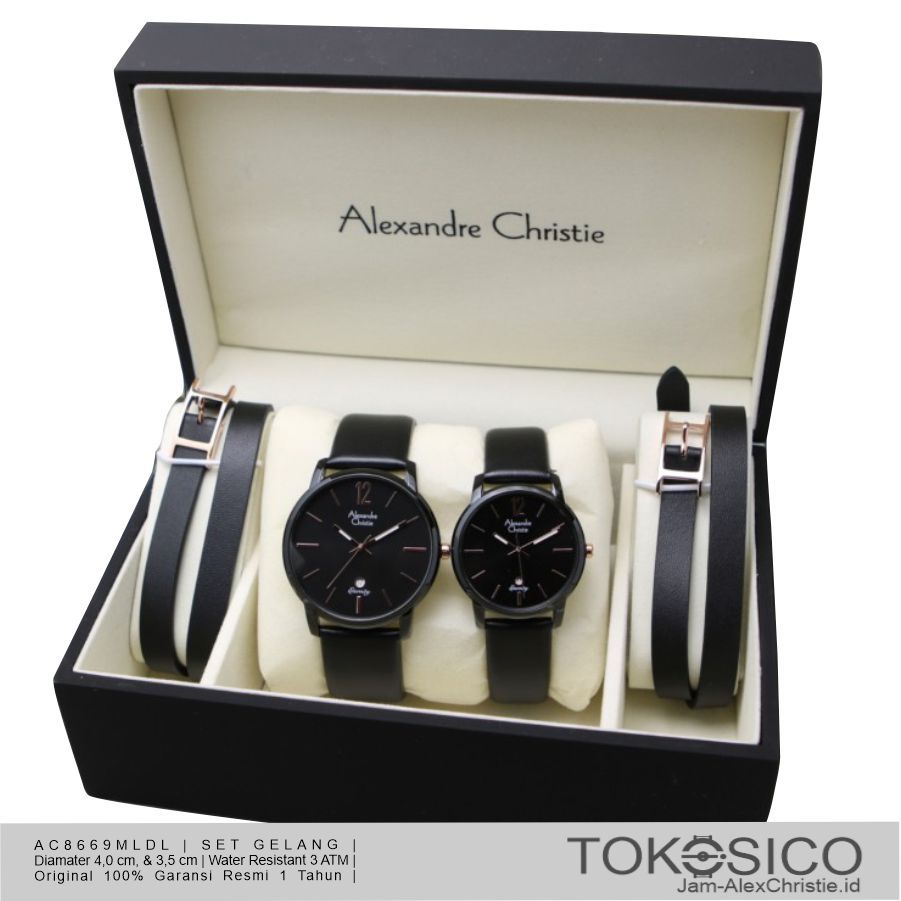 TERBARU JAM ALEXANDER CHRISTIE PRIA COUPLE ORIGINAL KULIT SET GELANG AC 8669 ALEXANDRE CRISTIE ORI