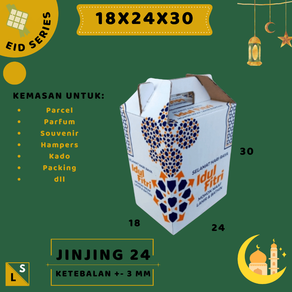 

Kardus Jinjing 24x18x30 box eid mubarok dus lebaran hampers packing/kardus/idul fitri