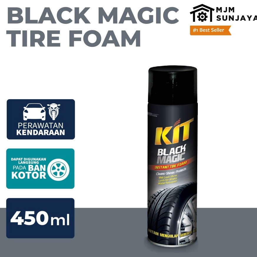 BOOMING KIT Car Black Magic Tire Foam 450mL Hitam Spray Semprot Semir Penghitam Pengkilap Ban Mobil 