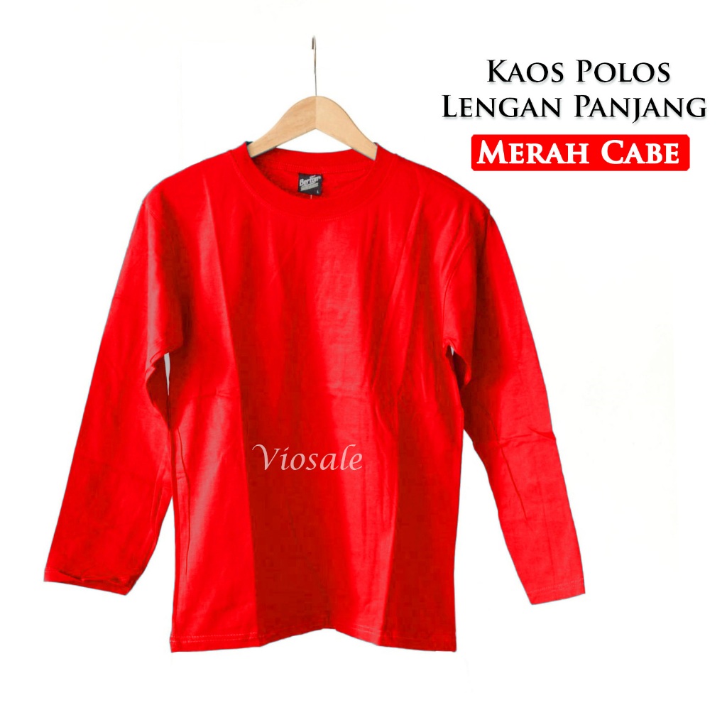 Kaos Polos Lengan Panjang Merah / Kaos Polos Panjang Merah Cabe / Kaos Polos Merah Lengan Panjang Un