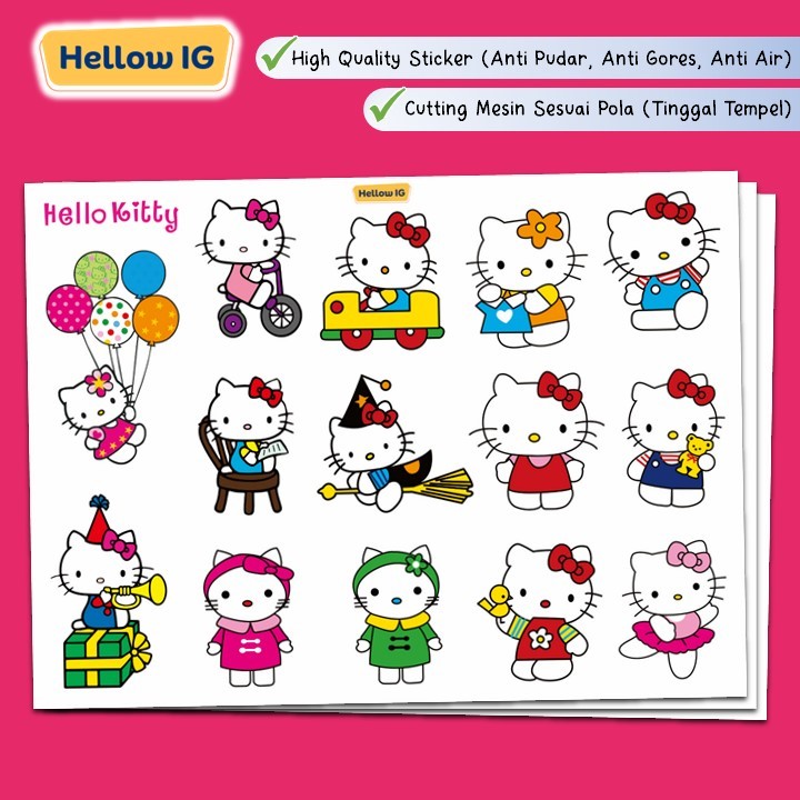 

STICKER PACK | STIKER HELLO KITTY WATERPROOF ANTI AIR LUCU BOTOL LAPTOP HELM HP