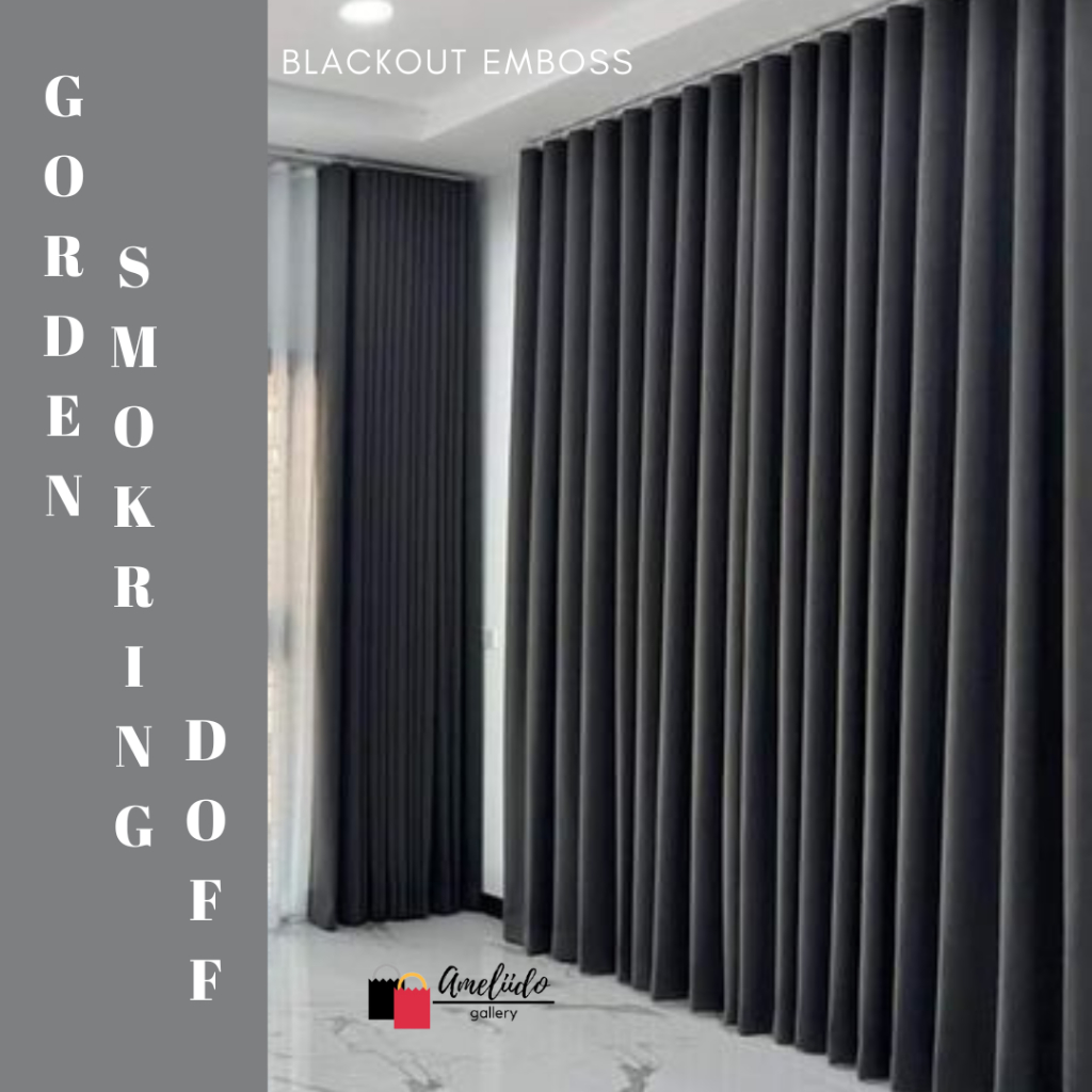 Gorden Smokring double Blackout 85% emboss / Gordyn Ruang Tamu Tirai Ruang Kamar Dekorasi Rumah