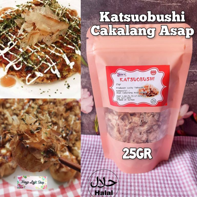 

TIPE FYM488 cakalang asap katsuobushi 25gr bonito fish ikan cakalang halus flake dashi taburan takoyaki okonomiyaki halal