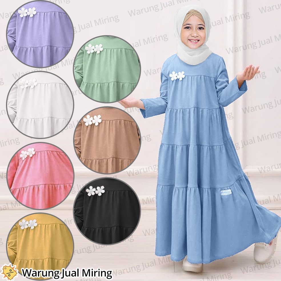 Hemat Banget Gamis Anak Princess 1-12 Tahun Model Susun Rempel Bahan Jersey Gamis Anak Perempuan Pol