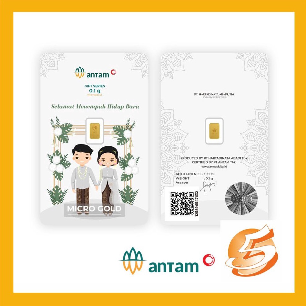 STAR BRANDS LM Emas Logam Mulia Antam Hartadinata Micro Gold 0,1 0.1 Gram Batangan Murni 24k Wedding