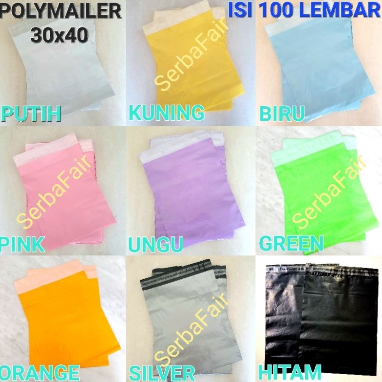 

5.5 MALL Polymailer Warna 30x40 / Poly Color Amplop Lem Seal / Plastik Packing MURAH ISI 100