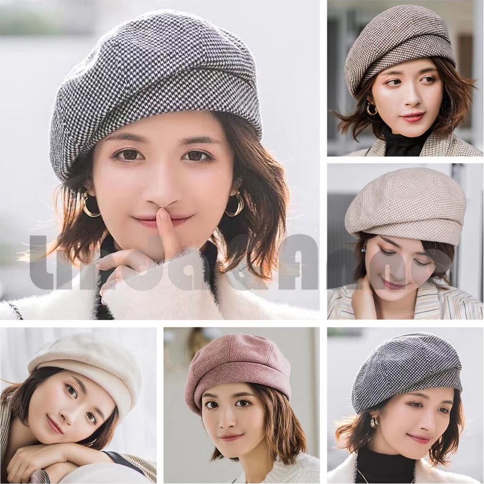 Terbaik.. Topi Baret Hat Casual Fashion Wanita Baret Winter Wanita Dewasa Newsboy Fashion Topi Baret