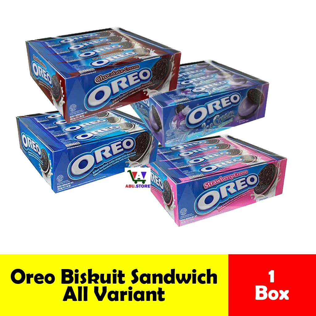 

Oreo biskuit Sandwich Kemasan Box isi 12pcs Rasa Chocolate / Ice Cream / Original / Strawberry