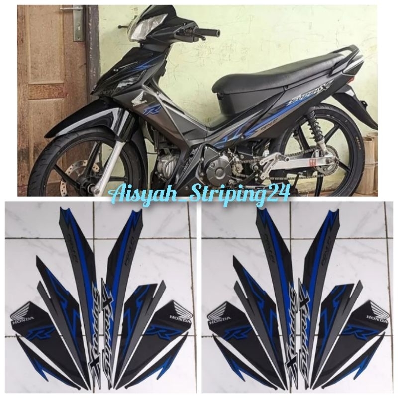 STIKER STRIPING LIS BODY MOTOR SUPRA X 125 FI 2018 HITAM-BIRU